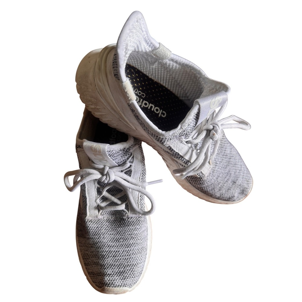 Adidas Kaptir Super Mens Grey White Knit Cloudfoam Lace Running Shoes Size‎ 8.5